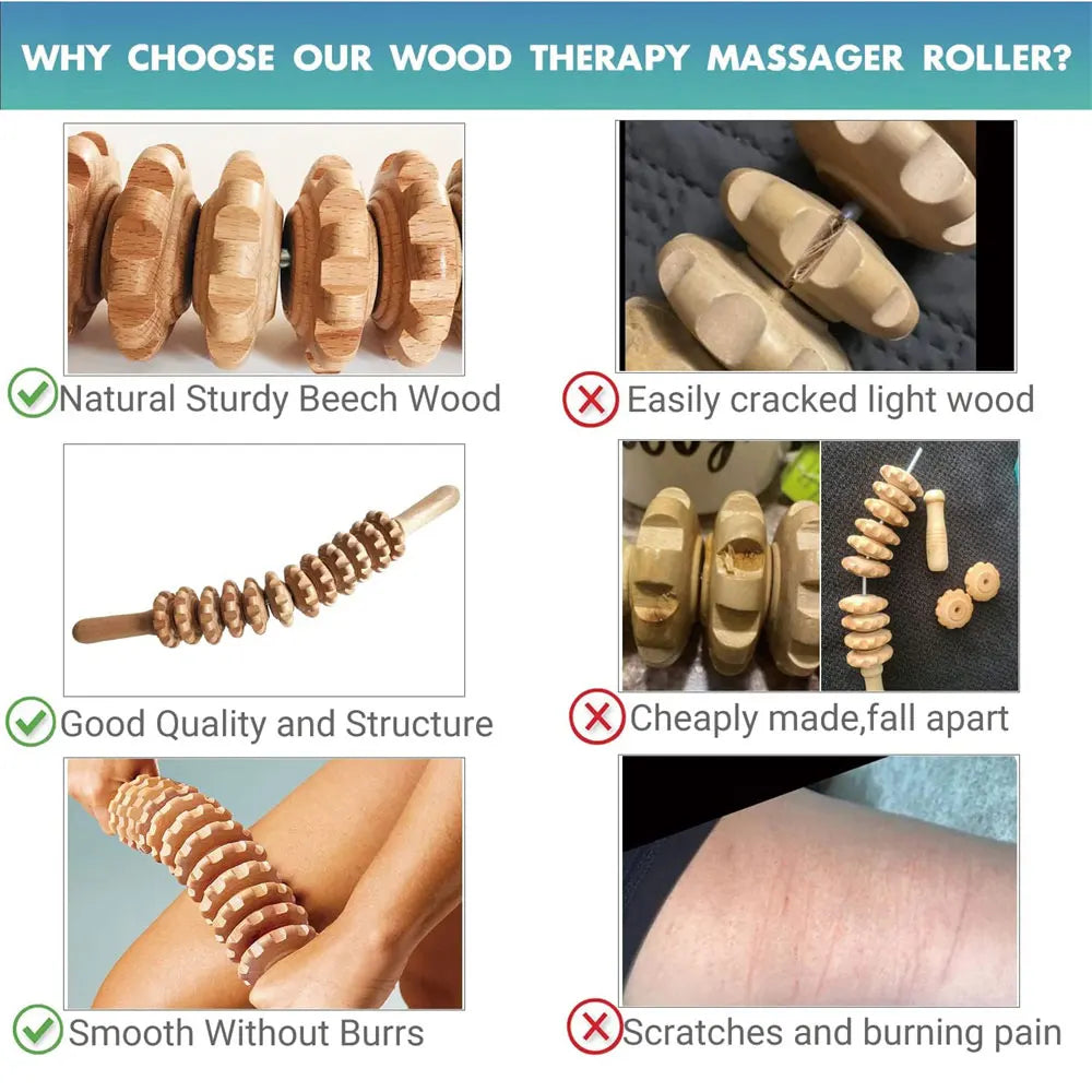 Curved Wooden Deep Tissue Massage Rolle